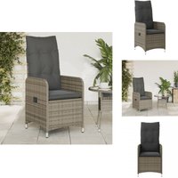 Gartensessel Verstellbar mit Kissen Grau Poly Rattan - Gartenstuhl - Relaxsessel - Loungesessel - Outdoor Möbel - Rattan Sessel von VIDAXL