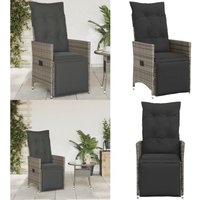 Gartensessel Verstellbar mit Kissen Grau Poly Rattan - Gartenstuhl - Relaxsessel - Outdoor Möbel - Gartenmöbel - Polyethylenrattan - Home & Living von VIDAXL