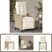 Gartensessel mit Fußteil Verstellbar Beige Poly Rattan - Gartenstuhl - Relaxsessel - Polyrattan Sessel - Gartenmöbel - Esszimmer Stuhl von VIDAXL