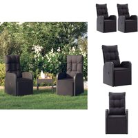Gartensessel mit Kissen 2 Stk. Verstellbar Schwarz Poly Rattan - Gartenstuhl - Liegesessel - Outdoor Möbel - Lounge Sessel - Poolside Chair von VIDAXL