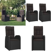 Gartensessel mit Kissen 2 Stk. Verstellbar Schwarz Poly Rattan - Gartenstuhl - Liegesessel - Outdoor Möbel - Pool Lounge Chair - Gartenlounge - Home von VIDAXL