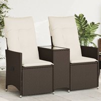 Gartensofa 2-Sitzer Verstellbar mit Tisch Braun Poly Rattan vidaXL172806 von VIDAXL
