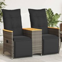 Vidaxl - Gartensofa 2-Sitzer Verstellbar mit Tisch Grau Poly Rattan von VIDAXL