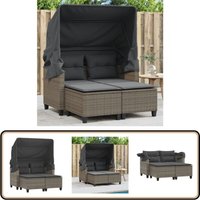 Gartensofa 2-Sitzer mit Dach und Hockern Grau Poly Rattan - Gartensofa - Outdoor Möbel - Gartenmöbel - Rattan Gartenmöbel - Lounge Set Gartensofa 2-Sitzer mit Dach und Hockern Grau Poly Rattan - Gartensofa - Outdoor Möbel - Gartenmöbel - Rattan Gartenmöbel - Lounge Set von VIDAXL