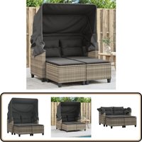Gartensofa 2-Sitzer mit Dach und Hockern Hellgrau Poly Rattan - Gartensofa - Outdoor Möbel - Gartenmöbel - Rattan Gartenmöbel - Lounge Set Gartensofa 2-Sitzer mit Dach und Hockern Hellgrau Poly Rattan - Gartensofa - Outdoor Möbel - Gartenmöbel - Rattan Gartenmöbel - Lounge Set von VIDAXL