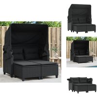 Gartensofa 2-Sitzer mit Dach und Hockern Schwarz Poly Rattan - Gartensofa - Outdoor Möbel - Gartenmöbel - Rattan Gartenmöbel - Sonnendeck Gartensofa 2-Sitzer mit Dach und Hockern Schwarz Poly Rattan - Gartensofa - Outdoor Möbel - Gartenmöbel - Rattan Gartenmöbel - Sonnendeck von VIDAXL
