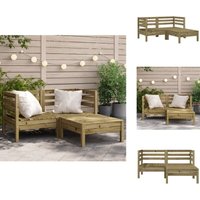 Gartensofa 2-Sitzer mit Hocker Kiefernholz Imprägniert - Gartenmöbel - Holzsessel - Esszimmergarnitur - Balkonmöbeln - Terrassenmöbel von VIDAXL