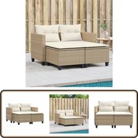 Gartensofa 2-Sitzer mit Hockern Beige Poly Rattan - Gartensofa - Outdoor Möbel - Gartenmöbel - Rattanmöbel - Lounge Set Gartensofa 2-Sitzer mit Hockern Beige Poly Rattan - Gartensofa - Outdoor Möbel - Gartenmöbel - Rattanmöbel - Lounge Set von VIDAXL
