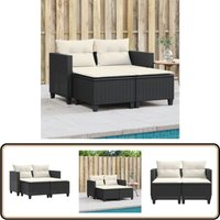 Gartensofa 2-Sitzer mit Hockern Schwarz Poly Rattan - Gartensofa - Outdoor Möbel - Lounge Set - Rattan Gartenmöbel - Balkonmöbel Gartensofa 2-Sitzer mit Hockern Schwarz Poly Rattan - Gartensofa - Outdoor Möbel - Lounge Set - Rattan Gartenmöbel - Balkonmöbel von VIDAXL