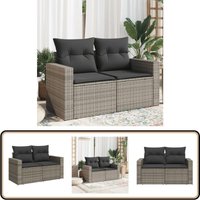Vidaxl - Gartensofa 2-Sitzer mit Kissen Grau Poly Rattan - Gartensofa - Outdoor Möbel - Balkonmöbel - Lounge Set - Rattan Gartenmöbel von VIDAXL
