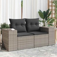 Vidaxl - Gartensofa 2-Sitzer mit Kissen Grau Poly Rattan von VIDAXL