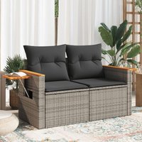 Gartensofa 2-Sitzer mit Kissen Grau Poly Rattan - Vidaxl von VIDAXL