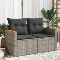 Vidaxl - Gartensofa 2-Sitzer mit Kissen Grau Poly Rattan von VIDAXL
