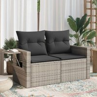 Gartensofa 2-Sitzer mit Kissen Grau Poly Rattan - Vidaxl Gartensofa 2-Sitzer mit Kissen Grau Poly Rattan - Vidaxl von VIDAXL
