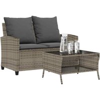 Gartensofa 2-Sitzer mit Kissen & Tisch Grau Poly Rattan - Vidaxl Gartensofa 2-Sitzer mit Kissen & Tisch Grau Poly Rattan - Vidaxl von VIDAXL