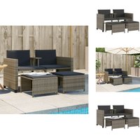 Gartensofa 2-Sitzer mit Tisch und Hockern Grau Poly Rattan - Gartenmöbel - Outdoormöbel - Rattanmöbel - Gartengestell - Lounge Set Gartensofa 2-Sitzer mit Tisch und Hockern Grau Poly Rattan - Gartenmöbel - Outdoormöbel - Rattanmöbel - Gartengestell - Lounge Set von VIDAXL