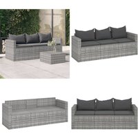 Gartensofa 3-Sitzer mit Kissen Grau Poly Rattan - Gartensofa - Outdoor-Sofa - Lounge Möbel - Gartenmöbel - Rattan-Sofa - Home & Living Gartensofa 3-Sitzer mit Kissen Grau Poly Rattan - Gartensofa - Outdoor-Sofa - Lounge Möbel - Gartenmöbel - Rattan-Sofa - Home & Living von VIDAXL