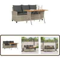 Vidaxl - Gartensofa 3-Sitzer mit Kissen & Tisch Hellgrau Poly Rattan von VIDAXL
