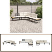 Gartensofa in L-Form mit Kissen Schwarz Poly Rattan und Akazie - Gartensofa - Outdoor Sofa - Lounge Set - Rattan Sofa - Gartenmöbel von VIDAXL