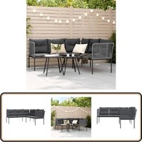 Vidaxl - Gartensofa in L-Form mit Kissen Schwarz Stahl und Textilene - Gartensofa - Ecksofa - Outdoormöbel - Gartenmöbel - Lounge Set Vidaxl - Gartensofa in L-Form mit Kissen Schwarz Stahl und Textilene - Gartensofa - Ecksofa - Outdoormöbel - Gartenmöbel - Lounge Set von VIDAXL