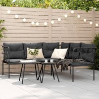 Vidaxl - Gartensofa in L-Form mit Kissen Schwarz Stahl und Textilene Vidaxl - Gartensofa in L-Form mit Kissen Schwarz Stahl und Textilene von VIDAXL