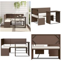 Gartensofa in L-Form mit Tisch und Kissen Braun Poly Rattan - Gartensofa - Outdoor Möbel - Lounge Set - Terrassenmöbel - Rattan Gartenmöbel - Home & von VIDAXL