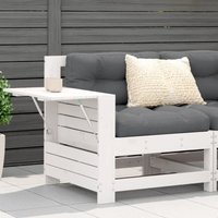 Gartensofa mit Armlehne und Kissen Weiß Massivholz Kiefer - Vidaxl von VIDAXL