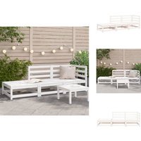 Gartensofa mit Hocker 2-Sitzer Weiß Massivholz Kiefer - Gartenmöbel - Holzsessel - Esszimmergarnitur - Lounge Set - Gartenlounge von VIDAXL