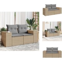 Gartensofa mit Kissen 2-Sitzer Beige Poly Rattan - Outdoor Möbel - Gartenmöbel - Balkonmöbel - Lounge Set - Rattan Sofa Gartensofa mit Kissen 2-Sitzer Beige Poly Rattan - Outdoor Möbel - Gartenmöbel - Balkonmöbel - Lounge Set - Rattan Sofa von VIDAXL