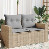 Gartensofa mit Kissen 2-Sitzer Beige Poly Rattan Vidaxl 964168 von VIDAXL
