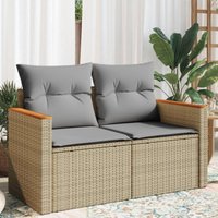 Gartensofa mit Kissen 2-Sitzer Beige Poly Rattan - Vidaxl von VIDAXL
