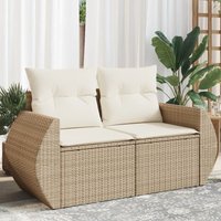 Vidaxl - Gartensofa mit Kissen 2-Sitzer Beige Poly Rattan Vidaxl - Gartensofa mit Kissen 2-Sitzer Beige Poly Rattan von VIDAXL