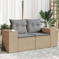 Gartensofa mit Kissen 2-Sitzer Beige Poly Rattan - Vidaxl Gartensofa mit Kissen 2-Sitzer Beige Poly Rattan - Vidaxl von VIDAXL
