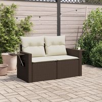 Gartensofa mit Kissen 2-Sitzer Braun Poly Rattan - Vidaxl Gartensofa mit Kissen 2-Sitzer Braun Poly Rattan - Vidaxl von VIDAXL