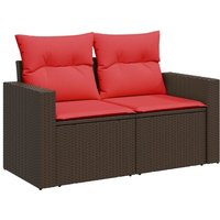 Gartensofa mit Kissen 2-Sitzer Braun Poly Rattan Vidaxl von VIDAXL