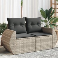 Gartensofa mit Kissen 2-Sitzer Hellgrau Poly Rattan - Vidaxl von VIDAXL