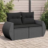 Vidaxl - Gartensofa mit Kissen 2-Sitzer Schwarz Poly Rattan von VIDAXL