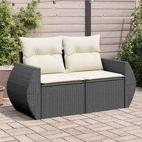 Vidaxl - Gartensofa mit Kissen 2-Sitzer Schwarz Poly Rattan von VIDAXL