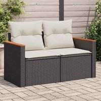 Gartensofa mit Kissen 2-Sitzer Schwarz Poly Rattan - Vidaxl von VIDAXL