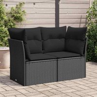 Gartensofa mit Kissen 2-Sitzer Schwarz Poly Rattan - Vidaxl Gartensofa mit Kissen 2-Sitzer Schwarz Poly Rattan - Vidaxl von VIDAXL