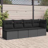 Gartensofa mit Kissen 4-Sitzer Schwarz Poly Rattan - Vidaxl Gartensofa mit Kissen 4-Sitzer Schwarz Poly Rattan - Vidaxl von VIDAXL