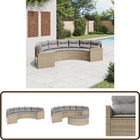 Gartensofa mit Kissen Halbrund Beige Poly-Rattan - Outdoor-Sofa - Gartensofa - Lounge Set - Halbrunder Tisch - Poolparty Gartensofa mit Kissen Halbrund Beige Poly-Rattan - Outdoor-Sofa - Gartensofa - Lounge Set - Halbrunder Tisch - Poolparty von VIDAXL