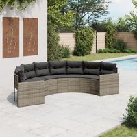 Gartensofa mit Kissen Halbrund Grau Poly Rattan Vidaxl von VIDAXL