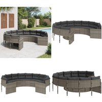 Gartensofa mit Kissen Rund Grau Poly Rattan - Gartenmöbel - Outdoor-Sofa - Rattan-Sofa - Lounge Set - Gartengestell - Home & Living Gartensofa mit Kissen Rund Grau Poly Rattan - Gartenmöbel - Outdoor-Sofa - Rattan-Sofa - Lounge Set - Gartengestell - Home & Living von VIDAXL
