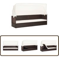 Vidaxl - Gartensofa mit Sonnendach Poly Rattan Braun - Gartensofa - Sonnenliege - Lounge Möbel - Outdoor Möbel - Rattan Gartenmöbel von VIDAXL