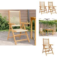 Gartenstühle 2 Stk. Beige Massivholz Akazie und Polypropylen - Gartenstühle - Holz Gartenmöbel - Akzidenzholzmöbel - Gartenstuhl - Lounge Chair von VIDAXL