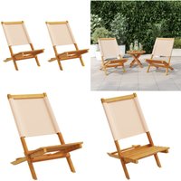 Gartenstühle 2 Stk. Beige Massivholz Akazie & Stoff - Gartensaßsessel - Gartenstuhls - Holzstühle - Akaziengartenmöbel - Gartenmöbel Beige - Home & von VIDAXL