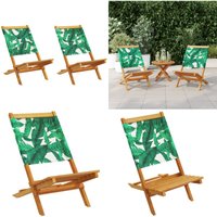 Gartenstühle 2 Stk. Blattmuster Massivholz Akazie & Stoff - Gartenstühle - Holz Gartenstühle - Akaziengartenmöbel - Gartenmöbel Set - Balkon Möbel von VIDAXL