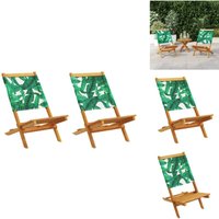 Gartenstühle 2 Stk. Blattmuster Massivholz Akazie & Stoff - Gartenstühle - Holz Gartenstühle - Akaziengartenmöbel - Gartenmöbel Set - Balkon Möbel von VIDAXL