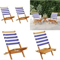 Gartenstühle 2 Stk. Blau und Weiß Massivholz Akazie & Stoff - Gartensessel - Gartenmöbel - Holzsessel - Akasienholz Möbel - Outdoor Sessel - Home & von VIDAXL